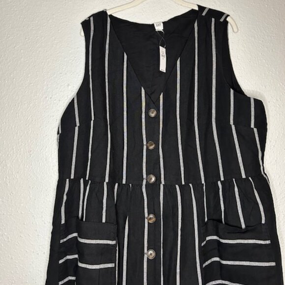 Gap Stripe Linen Button Down Dress Size 20 - Picture 2 of 5